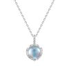 Collar Oval de Piedra Lunar de Plata Esterlina S999 Diseño de Moda para Mujer Sensación Plata Colgante Cadena para el Cuello Nuevo Estilo Elegante Cadena para Clavícula