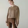 Gangas de LiquidaciónSudadera Corta para Mujer, Manga Larga de Primavera y Otoño, Cuello Redondo, Ropa Casual para Yoga, Top Deportivo de Fitness de Moda