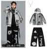 Roupas de Performance Hip-Hop para Crianças, Conjuntos de Hip-Hop para Meninos, Roupas Modernas de Hip Hop para Crianças, Casacos e Blusas Elegantes de Outono e Inverno para Meninos