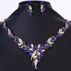 Juego de Joyería de Diamantes de Aleación Europeo y Americano, Accesorios Versátiles de Alta Gama para Vestir, Juego de Dos Piezas de Collar y Pendientes para Boda de Novia