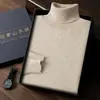 Suéter de cashmere liso de gola alta para homens, cashmere de cabra, camisa base de lã simples e versátil para outono e inverno, suéter de tricô pullover