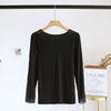 Calzoncillos largos de encaje para mujer, modal fino, ajustado, ropa interior térmica, ceñido al cuerpo, jersey de cuello en V, camiseta interior, se puede usar solo