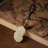 Pingente Masculino de Jade Afegão Natural Presente Criativo Jade Overlord Pixiu Chaveiro de Carro Pingente para Chave de Carro Masculina