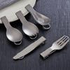 Vajilla Portátil de Titanio Puro para Exteriores, Camping, Senderismo, Cuchara de Titanio Ultraligera, Tenedor de Aleación de Titanio, Cuchillo Plegable, Juego de Tenedor y Cuchara