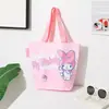 Bolsa de almuerzo tejida original de Sanrio, bolso de mano impermeable, bolsa tote de almacenamiento para estudiante y viajero