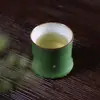 Juego de Tazas de Bambú Taza de Té Juego de Tazas de Paisaje Hogareño Imitación Bambú Verde Nudo de Bambú Juego de Té Personal Taza de Té Cerámica Kung Fu Creativo