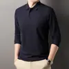 Camisa Polo Multicolor de Algodón Puro Estilo Nuevo Primavera y Otoño Camiseta de Manga Larga con Cuello de Solapa de Negocios Transpirable Casual para Hombre