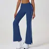 Calça Yoga Feminina de Venda Quente Transfronteiriça, Cintura Alta, Ajustada, Sensação de Segunda Pele, Levanta Bumbum, Dança, Fitness, Esportes, Outdoor, Flare com Fenda Longa