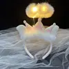Puesto Juguete Luminoso Mercado Nocturno con Luz Diadema Accesorios para el Cabello Pluma Orejas de Conejo Diadema Tocado de Felpa Pasador para el Cabello de Empuje en el Suelo