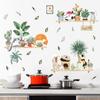Novos adesivos de cesto pendurado para gatos com plantas verdes estilo ins, decoração de fundo para corredor, cabeceira, sala de estar, armário, adesivos de parede em PVC