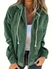 Colección de otoño 2026 transfronteriza: Chamarra con capucha de color liso para mujer, estilo europeo y americano, prenda exterior casual de pana con capucha