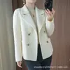 Estilo Elegante 100% Lã Pura Gola de Terno Cardigã de Botão Duplo Manga Longa Cor Sólida Redutor de Idade Feminino Casaco de Lã de Alta Qualidade