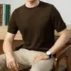 Camiseta de punto para hombre de manga corta, estilo Lyocell Old Money, ropa para hombre, verano 2026, nueva, de negocios, color liso, casual, para mediana edad