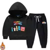 Conjunto de dos piezas de sudadera con capucha para niños y niñas para otoño e invierno, estilo nuevo, forro polar, engrosado, ropa de invierno cálida