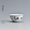 Wg6Q Taza de Té Cerámica Kung Fu Juego de Té Taza de Té Azul y Blanco Taza de Maestro Taza Individual Porcelana Blanca Pintada a Mano Arena Púrpura