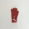 Guantes de Invierno para Niñas Yipan Estilo Coreano Ins Lazo Guantes para Niñas Guantes Cálidos de Cinco Dedos con Pantalla Táctil Tendencia
