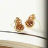 Calabaza de Luz DoradaOtoño e Invierno Pendientes de Calabaza Dorada Iridiscente, Pinzas para Orejas de Zirconia de Lujo Ligero para Repelente de Mosquitos, Accesorios para Orejas sin Perforar