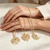 Colar com pingente redondo de lua, coração, coruja, moda europeia e americana transfronteiriça simples para mulheres, joia personalizada de alta qualidade