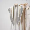 Bufanda Nueva de Algodón y Lino Seda Versátil Protección Cuello Primavera y Otoño Pañuelo Cabeza Pañuelo Cuello Decorativo Moda Retro Bufanda Pequeña Bufanda Triángulo Rayada