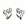 Pendientes de Tuerca Tulipán Completamente Diamantados Aguja de Plata de Ley S925 Cobre Chapado en Oro Pendiente de Circonita Diseño Floral para Mujer Sentido de Diseño Oreja de Nicho