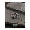 Anillo coreano de viento frío de metal plisado para niñas, temperamento de nicho, simple, textura irregular, anillo abierto al por mayor