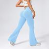 Calça Flare de Yoga Transfronteiriça para Mulheres, Cintura Alta, Levanta Bumbum, Calça Fitness Flare Canelada, Calça Esportiva Longa Bumbum de Pêssego, Calça Wide Leg