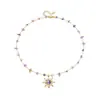 Collar de Ágata Cristalina Amazon Colgante de Girasol de Piedra Preciosa Europea y Americana Creativo Versátil de Lujo Ligero Clavícula para Mujer