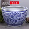 Tanque grande de patio de porcelana azul y blanca de Jingdezhen tanque de agua tanque de peces dorados cuenco de loto maceta de loto lirio de agua tanque de tortugas tanque de tortugas de hotel