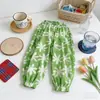 Calça de Praia Vintage Floral Anti-Mosquito Nova para Verão 2026 para Meninos e Meninas, Calça Ampla com Punho para Bebês