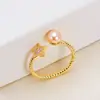 Anillo de Apertura Ajustable con Circonita de Perla y Diamante Luz de Anillo Lujo Moda Nicho Anillo de Dedo Joyería de Perla de Agua Dulce Celebridad de Internet