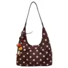 2026 Nova Bolsa Tote de Bolinhas Estilo Coreano Grande Capacidade Retro Moda Elegante Bolsa Casual Elegante para o Dia a Dia Bolsa de Ombro Único