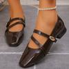 Comércio Exterior Novos Sapatos Mary Jane Pretos de Salto Baixo para Mulheres no Outono Design de Nicho Tira Fina Elegantes Bico Quadrado Sapatos Femininos