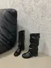 Botas de cowboy western marrons retrô francesas com salto grosso para mulheres, novas botas de montaria de cano médio 2026