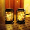Decoración de jardín Luces de cadena LED para tarro de albañil con energía solar, luz de tetera con energía solar, luz colgante con clip decorativo para tapa de botella, estaca para el suelo