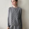 Cárdigan de rombos grueso suelto Chaleco de punto de cachemira para mujer Otoño e Invierno 2025 Chaleco de lana Chaleco Cardigan con cremallera