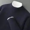 Suéter 100% Cachemira Pura para Hombre Otoño e Invierno, Cuello Alto Doble Capa, Suéter de Cachemira para Mediana Edad, Color Sólido, Corte Holgado, Talla Grande, Suéter Base