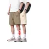 Elegantes Pantalones Cortos de Trabajo Retro Americano de Color Sólido Estampados para Hombre, Modernos y Tendencia Pantalones Cortos Deportivos Sueltos para Hombre, Estilo Verano
