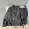 Pijama de Algodón Arrugado tipo Burbuja para Hombre, Cardigan de Manga Larga y Pantalón Largo, Conjunto de Ropa para el Hogar Rayado Estilo Coreano para Primavera y Otoño que se Puede Usar Afuera