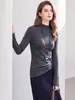 Suéter casual de punto fino de lana pura, sin costuras, lavable a máquina, estilo coreano, para mujer, manga larga, corte ajustado y favorecedor.