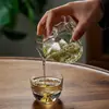 Novo conjunto de chá Gai Bowl Sancai Kung Fu, tigela de vidro para chá, xícara de chá filtrável, chá artístico, cerimônia do chá, chá verde, fundo grosso, alta qualidade
