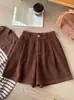 Pantalones Cortos de Pana de Pierna Ancha Estilo Japonés y Coreano Retro para Mujer Otoño e Invierno Adelgazantes Versátiles Estilo Extranjero Ropa de Abrigo Pantalones Cortos
