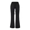 Venta al por mayor de ropa para mujer estilo europeo y americano transfronteriza INS, nuevos pantalones acampanados elásticos de otoño de cintura alta con cordones y costuras visibles