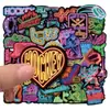 50 Adesivos de Grafite Neon Cartoon para Veículos Elétricos, Malas, Cadernos, Garrafas de Água, Adesivos Decorativos à Prova d'Água