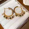 Brincos Pingente Gota D'água com Contas de Pedra Ágata Agulha de Prata Estilo Étnico Retro Brincos de Alto Padrão Acessórios de Orelha Elegantes da Moda