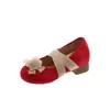 Sapatos femininos da moda e elegantes com salto grosso estilo retrô e bico fino para aumentar a altura, novo modelo de verão 2026 para combinar com saias, sapatos Mary Jane