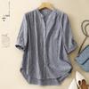 Fotografia Real Original Novo Algodão Camada Dupla Véu Camisa de manga comprida Cor sólida das mulheres listrado Retro elegante base camisa Top