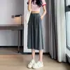 Falda pantalón corta de seda helada para mujer, estilo fino de verano, modelo nuevo 2026, de cintura alta, caída fluida, adelgazante, versátil, pantalones casuales sueltos de pierna ancha