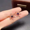 Aretes de Zafiro Natural Transfronterizos, Joyería de Plata 925 de Alta Gama de Nicho, Venta Directa de Fábrica de Joyería 5*6 Incrustado