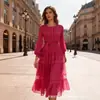 Miyake Miyake Moda Transfronteriza Europea y Americana Tallas Grandes para Mujer Otoño Nuevo Vestido Delgado con Aberturas de Encaje Africano