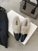 Chinelos peludos de bico quadrado femininos de calçar quentes com plataforma interna mocassins de pelúcia 2026 inverno com mais veludo sapatos únicos